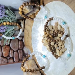 Beachy Pearl, Clear Quartz and Turquoise Anklet